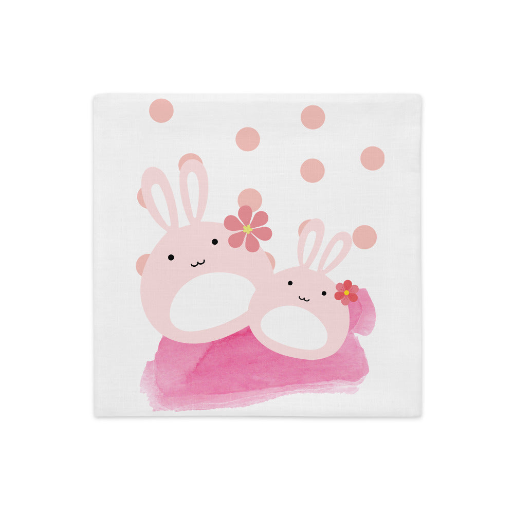 Premium Pillow Case Pink Bunnies