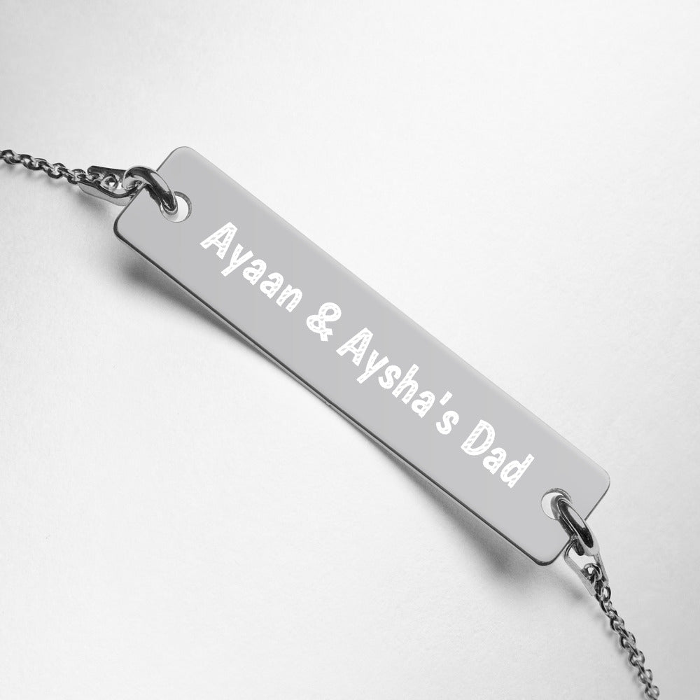 Engraved Silver Bar Chain Bracelet Customizable