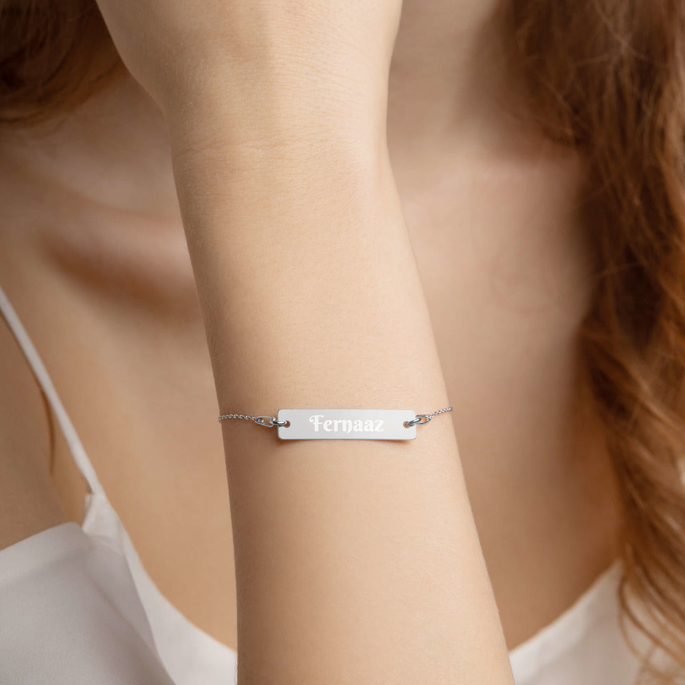Your Name on it - Engraved Silver Bar Chain Bracelet