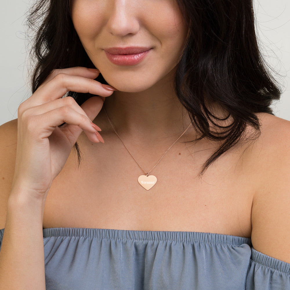 Personalized Engraved Silver Heart Necklace