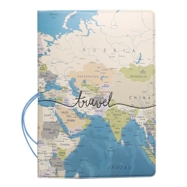 World Map Passport Cover